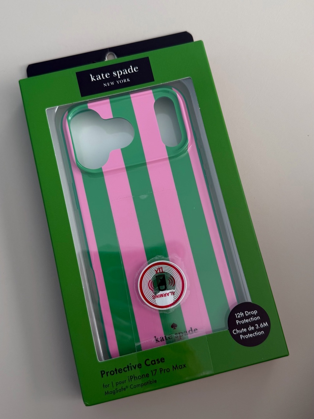 Kate Spade iPhone 17 Pro Max Protective Striped Case MagSafe Green Pink